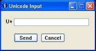 A Microsoft Windows pop-up window for the Unicode Input program.